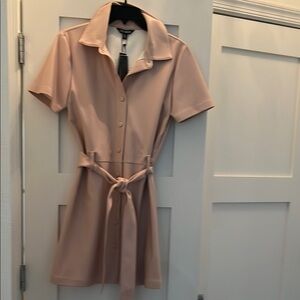 Elegant Pink Button-Up Dress